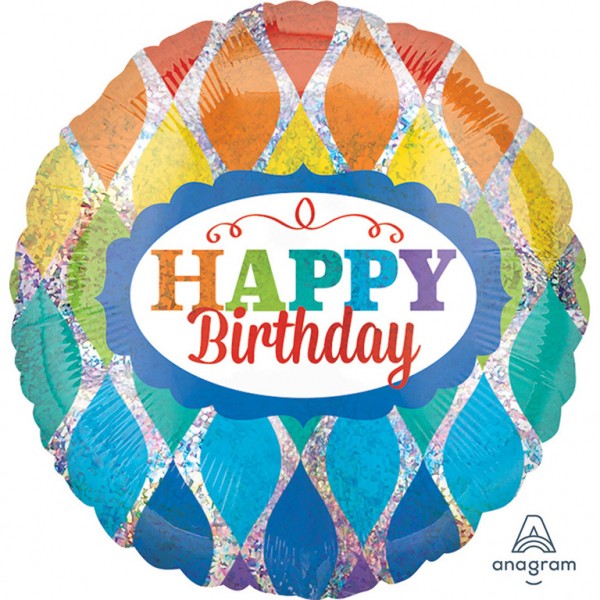 Standard &quot;Birthday Sparkly Triangles&quot; Folienballon (inkl. Heliumfüllung)