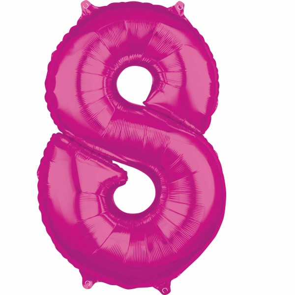 Zahl 8 Pink Folienballon (inkl. Heliumfüllung)