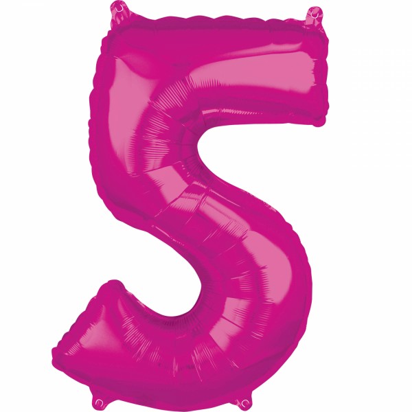 Zahl 5 Pink Folienballon (inkl. Heliumfüllung)