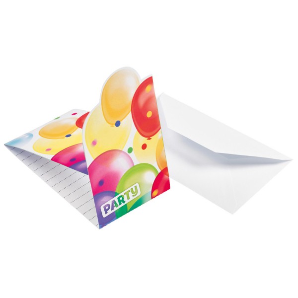 Einladungskarten &amp; Umschläge Balloons (8 Stk.)