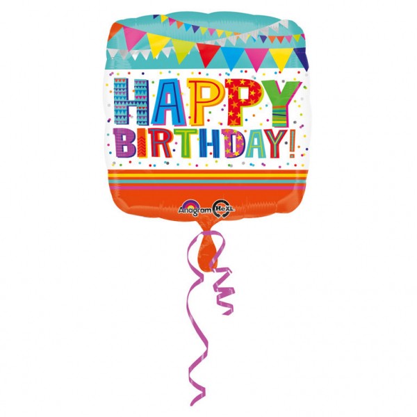 Standard Bright &amp; Bold Happy Birthday Folienballon (inkl. Heliumfüllung)