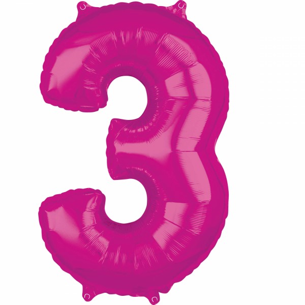 Zahl 3 Pink Folienballon (inkl. Heliumfüllung)