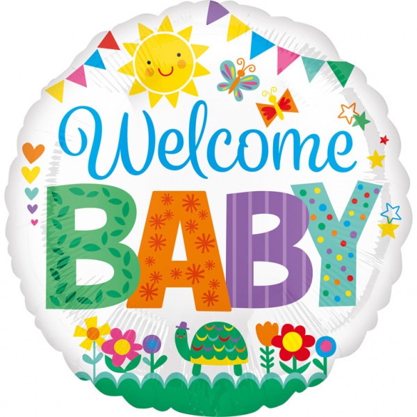 Standard &quot;Welcome Baby - Wimpelkette&quot; Folienballon (inkl. Heliumfüllung)