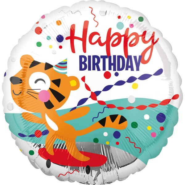 Standard Happy Tiger Geburtstag Folienballon (inkl. Heliumfüllung)