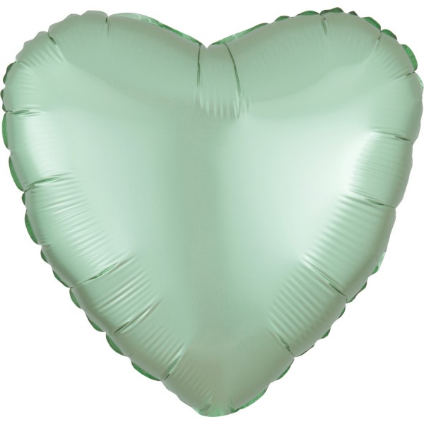 Herz Folienballon (inkl. Heliumfüllung) Satin Luxe Mint-Grün