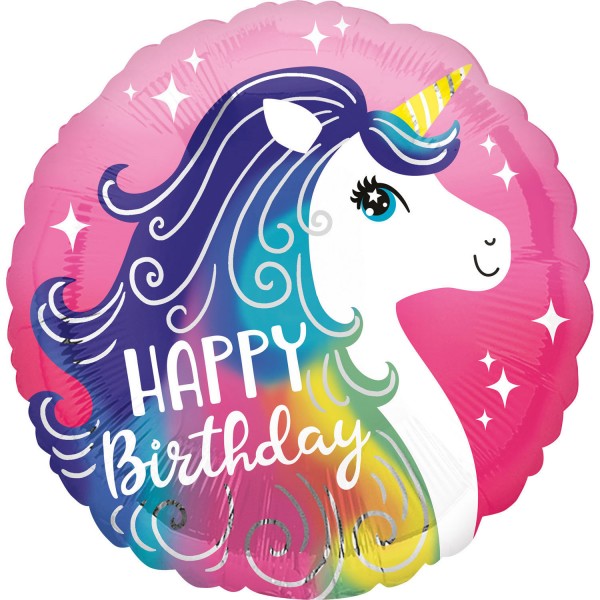 Standard Unicorn Happy Birthday Folienballon (inkl. Heliumfüllung)