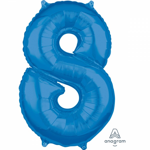Zahl 8 Blau Folienballon (inkl. Heliumfüllung)