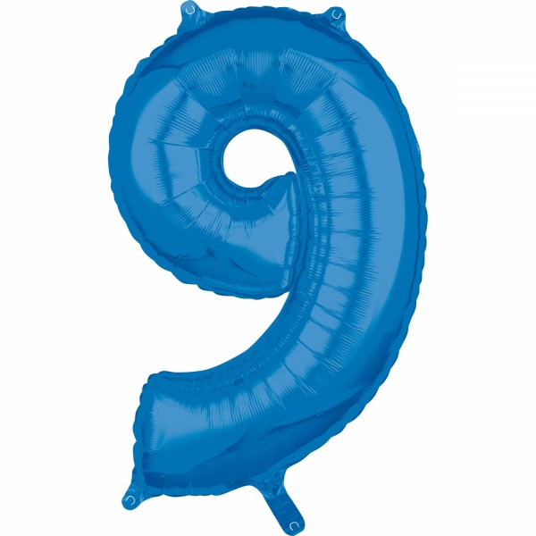 Zahl 9 Blau Folienballon (inkl. Heliumfüllung)