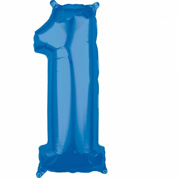 Zahl 1 Blau Folienballon (inkl. Heliumfüllung)