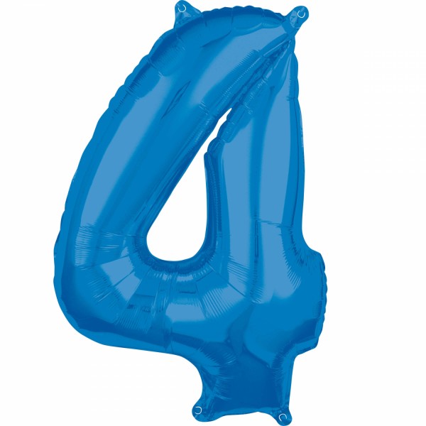 Zahl 4 Blau Folienballon (inkl. Heliumfüllung)
