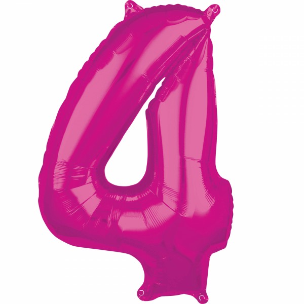 Zahl 4 Pink Folienballon (inkl. Heliumfüllung)