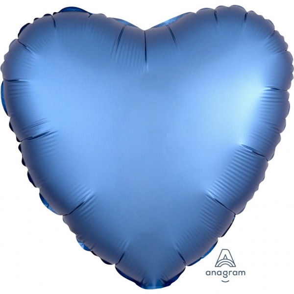 Standard &quot;Satin Luxe Azure&quot; Folienballon Herz (inkl. Heliumfüllung)