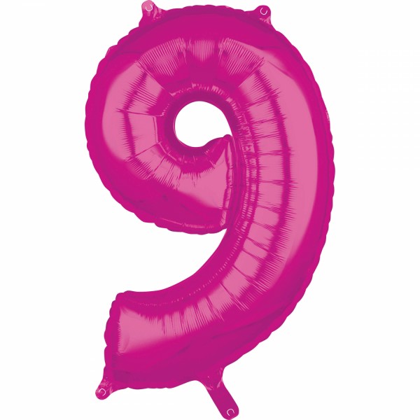 Zahl 9 Pink Folienballon (inkl. Heliumfüllung)