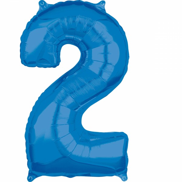 Zahl 2 Blau Folienballon (inkl. Heliumfüllung)