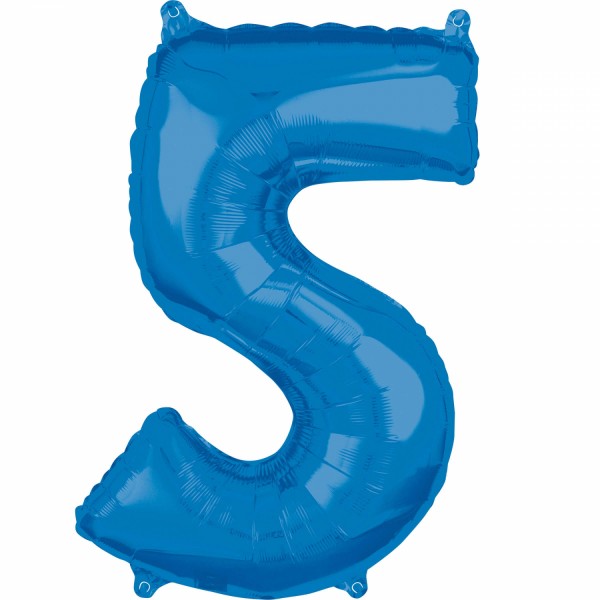 Zahl 5 Blau Folienballon (inkl. Heliumfüllung)