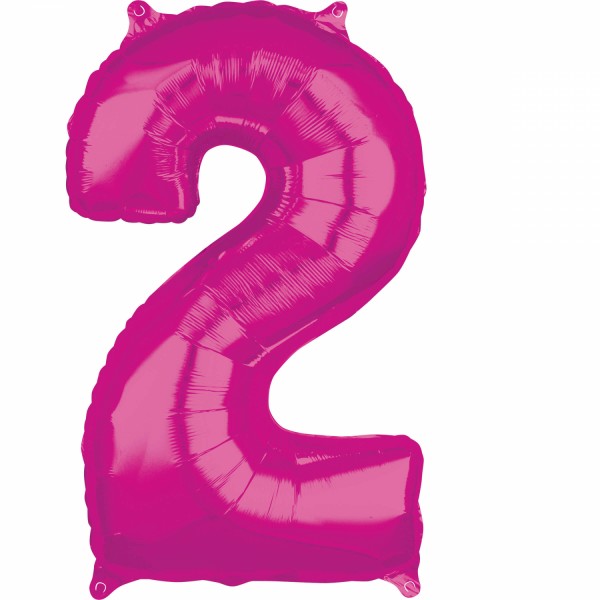 Zahl 2 Pink Folienballon (inkl. Heliumfüllung)