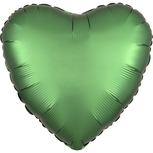 Standard &quot;Satin Luxe Emerald&quot; Folienballon Herz (inkl. Heliumfüllung)