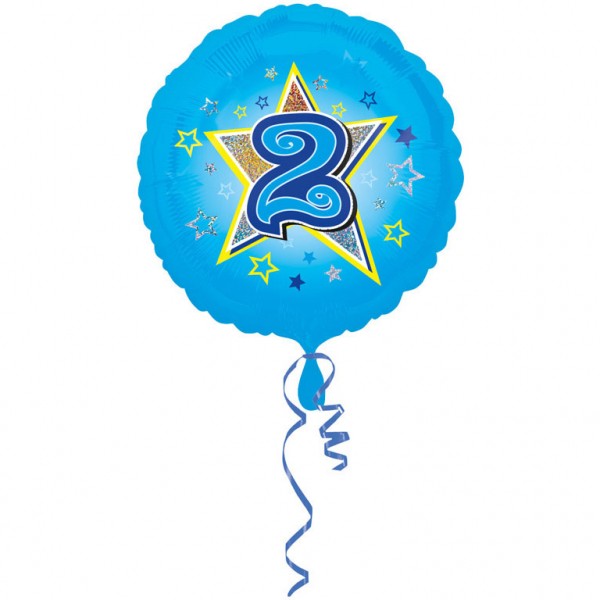 Zahl 1 - 6 Blau Sterne Folienballon (inkl. Heliumfüllung)