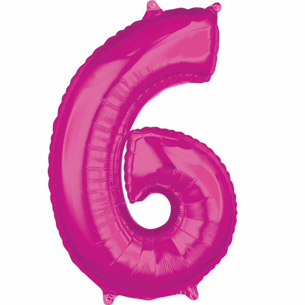 Zahl 6 Pink Folienballon (inkl. Heliumfüllung)