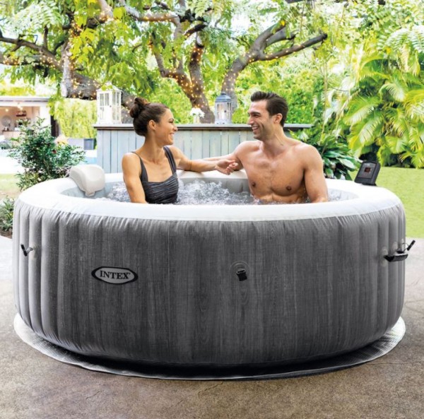 Intex Pure SPA Bubble Grey Wood Deluxe Whirlpool 28440NL