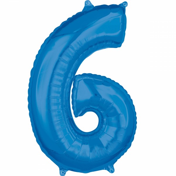 Zahl 6 Blau Folienballon (inkl. Heliumfüllung)