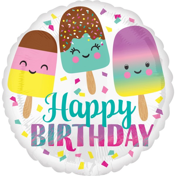 Standard Happy Ice Cream Birthday Folienballon (inkl. Heliumfüllung)