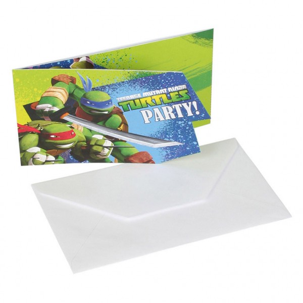 Einladungskarten Teenage Mutant Ninja Turtles mit Umschlägen (6 Stk.)